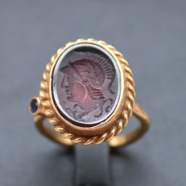 Intaglio Glass Rome Commander Silver Ring, ancient Silver Ring, Astrology Ring, Holoscope Ring, Astrological Ring,Gift For Her