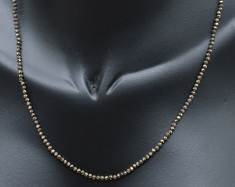 Collier de pyrite en pierre naturelle de 45 cm, collier en argent sterling, collier de perles en pierre naturelle, collier en pierre naturelle Mult, pierre naturelle