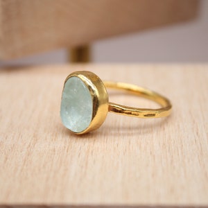Raw Aquamarine Ring, Wedding Ring, Engagement Ring, Gift For Her Mothers Day image 2