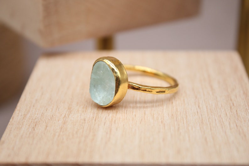 Raw Aquamarine Ring, Wedding Ring, Engagement Ring, Gift For Her Mothers Day image 2