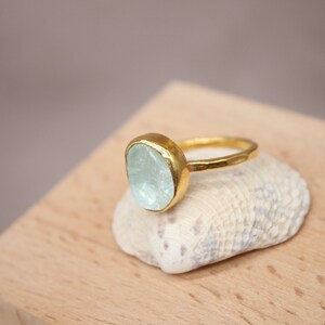 Raw Aquamarine Ring, Wedding Ring, Engagement Ring, Gift For Her Mothers Day image 4