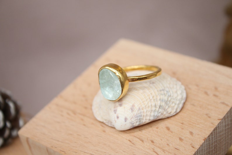 Raw Aquamarine Ring, Wedding Ring, Engagement Ring, Gift For Her Mothers Day image 4