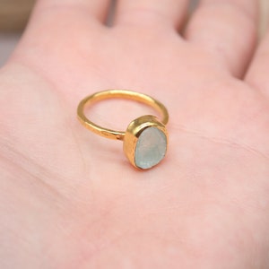 Anillo de aguamarina cruda, anillo de boda, anillo de compromiso, regalo para el día de su madre imagen 10