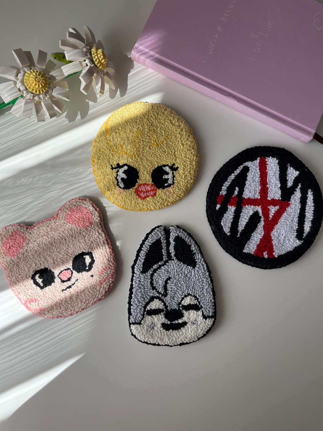 Kpop Rug Punch Needle Coasters, KPOP Mug Rug, Drink Coasters, Hand Tufted ...