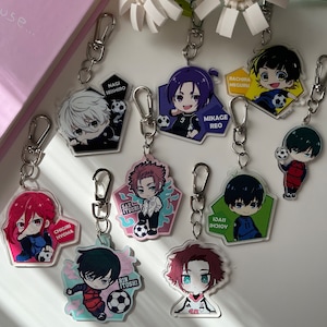 Blue Lock Anime Chibi Acrylic Keychains And Bag Decoration Charms | Nagi Mikage Barou Sae İsagi Chigiri Rin Bachira Kawaii Cute Anime