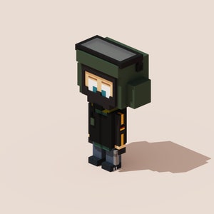 3D Bandit - Rainbow Six Siege Voxel Model for 3D Print and Gaming, STL File, OBJ File, VOX File, Mini Figure