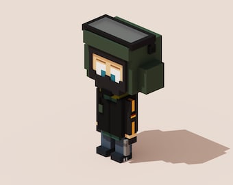 Bandido 3D - Modelo Rainbow Six Siege Voxel para impresión 3D y juegos, archivo STL, archivo OBJ, archivo VOX, mini figura