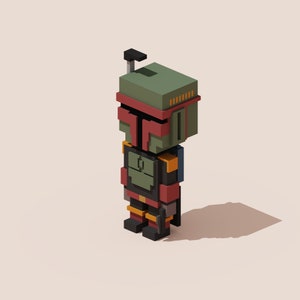 3D Boba Fett - Star Wars Voxel Model for 3D Print and Gaming, STL File, OBJ File, VOX File, Mini Figure
