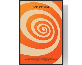 Póster de la película Vértigo, póster de Alfred Hitchcock, arte de pared imprimible, descarga de impresiones artísticas, póster de película minimalista, póster vintage