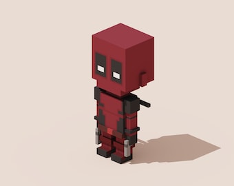 3D Deadpool Voxel Model, STL OBJ VOX Files