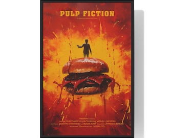 Pulp Fiction Movie Poster Digital Minimalist, Cult Movies Printable Wall Art Vintage