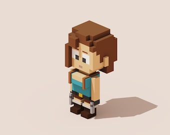 Modelo 3D de Lara Croft de Tomb Raider basado en vóxeles: archivos STL, OBJ y VOX.