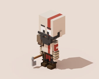 3D Kratos Voxel Model – God of War, STL/OBJ/VOX File