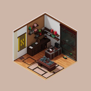 Rascacielos 3D Rainbow Six Siege Modelo de vóxeles para impresión 3D y juegos, archivo STL, archivo OBJ, archivo VOX, modelo de habitación interior
