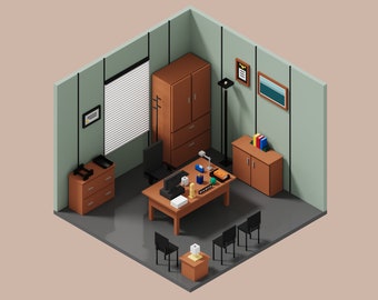 3D Michael Scott, Dunder Mifflin, The Office - Voxel Model for 3D Print and Gaming, STL File, OBJ File, VOX File