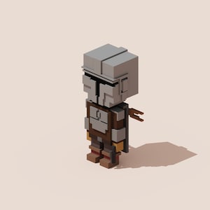 3D The Mandalorian Voxel Model for 3D Print and Gaming, STL File, OBJ File, VOX File, Mini Figure