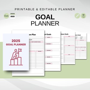 Goal Planner | Editable and Printable Goal Setting Journal | Achieve Success, Track Progress & Stay Motivated