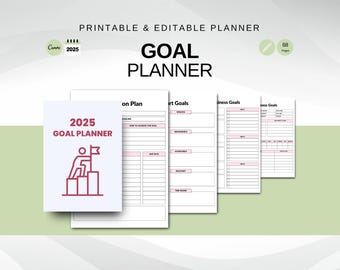Goal Planner | Editable and Printable Goal Setting Journal | Achieve ...