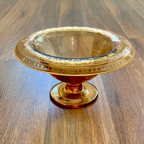 Depression Glass Compote Rolled Edge, Vintage Wedding Centerpiece Vase Footed Candy Bowl, Votive Candle Holder, Unique Decor Gift for Her