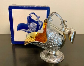 Small Sugar Scuttle Silverplate with Scoop Original Box by Leonard, Coffee and Tea Service, Salt Pot Candy Dish, Formal Event, Wedding