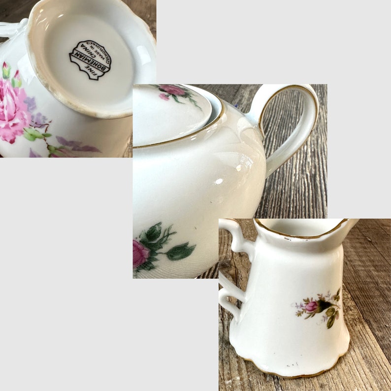 Mismatched Creamer and Sugar Bowl Set, Vintage Mix Match Porcelain