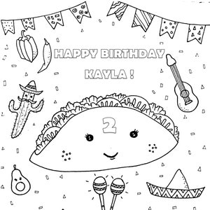 Personalized taco coloring sheet