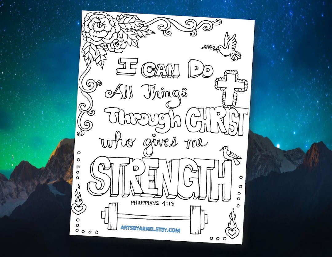 Bible Verse Coloring Page | Christian Bible Colouring Page I Can Do All ...