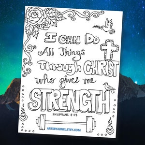 Philippians 4:13 Bible Verse Coloring Page (PDF)