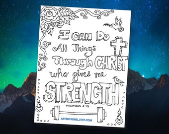 Philippians 4:13 Bible Verse Coloring Page (PDF)