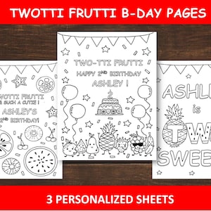 Twotti Frutti Birthday coloring pages for kids, Two-tti frutti Birthday activity sheets, Fruit Birthday printables