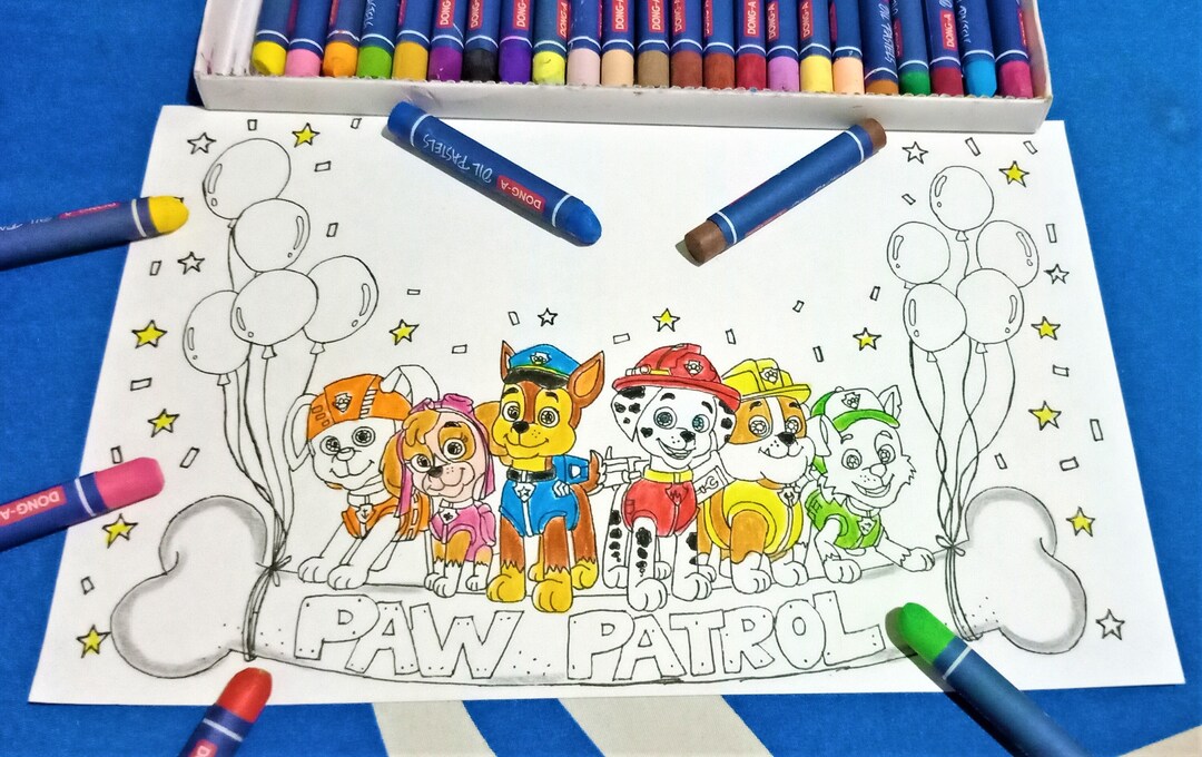 Paw Patrol Birthday Coloring Sheet for Kids Personalized Paw Etsy
