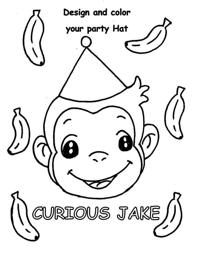 Monkey Birthday Coloring Pages for Kids (PDF Downloads) - Etsy