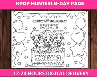 Kpop Hunter Birthday Malvorlage für Kinder (PDF Download)