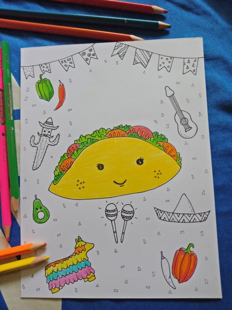 Taco Birthday coloring sheet image 5