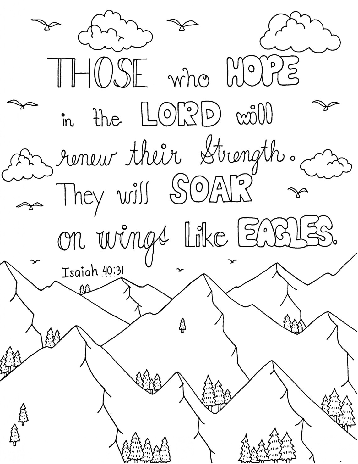 Bible Verse Coloring Page, Isaiah 40:31, Biblical Colouring Page ...