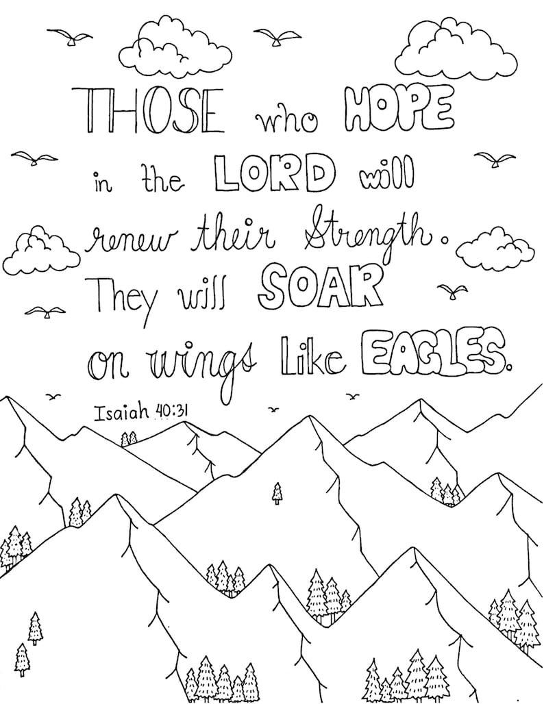 Bible Verse Coloring Page, Isaiah 40:31, Biblical Colouring Page