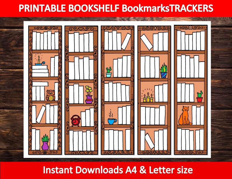 Bookshelf Bookmark Tracker | Printable Book Trackers Digital Download ...