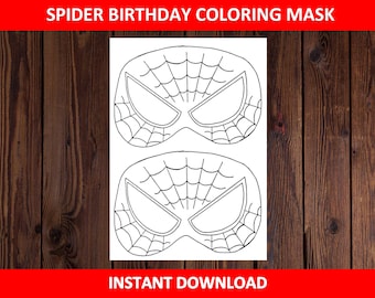 Spiderman Birthday Coloring Mask: Printable Party Favor (PDF Download, A4/Letter Size)