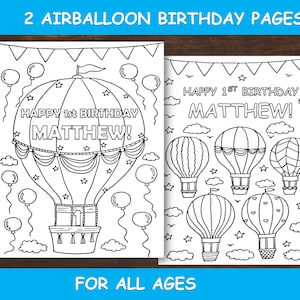 Disegni da colorare per bambini con mongolfiere di compleanno, bomboniere con mongolfiere blu, baby shower con mongolfiere