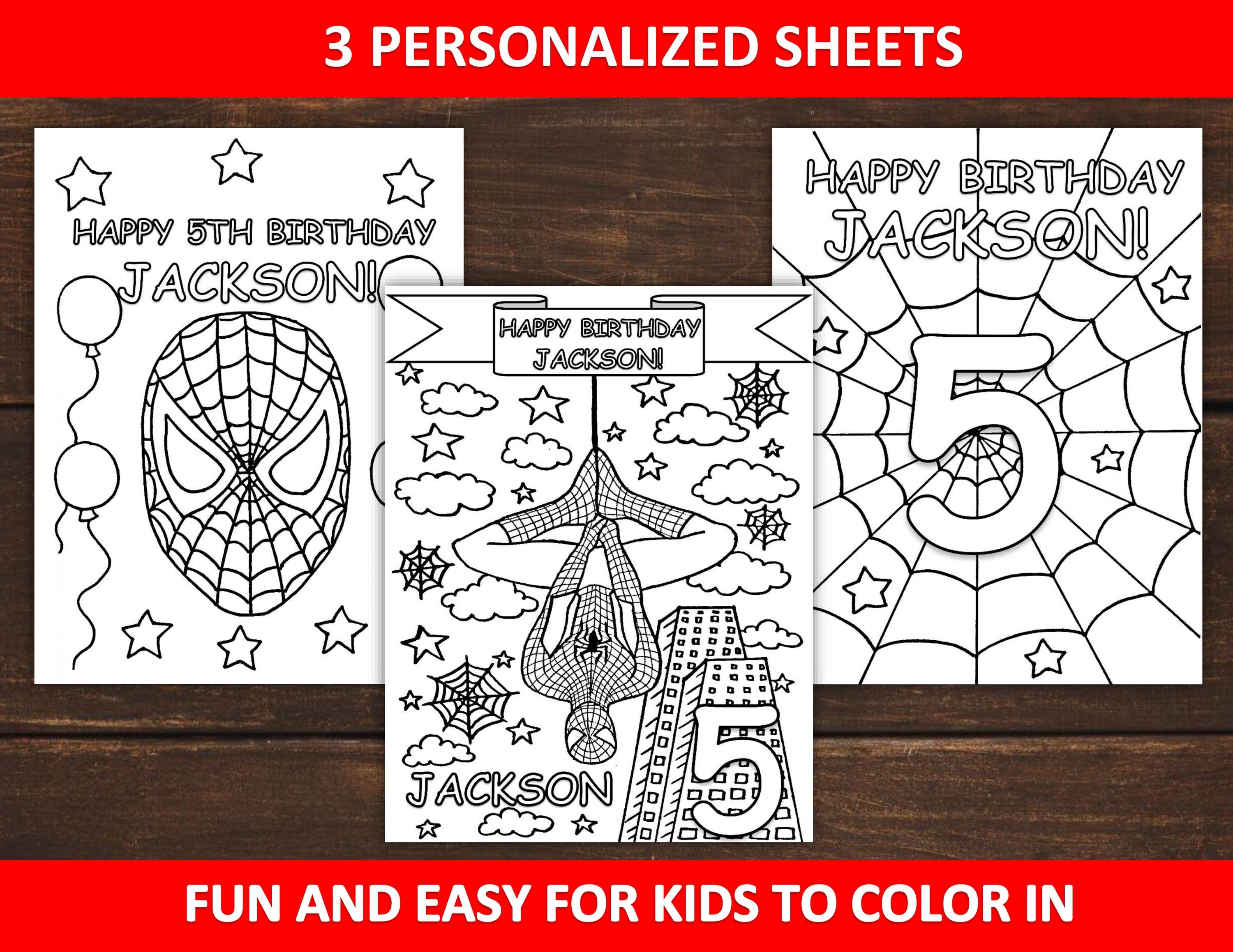 Spiderman Birthday Coloring Pages: Party Favors Set of 3 (PDF) - Etsy UK