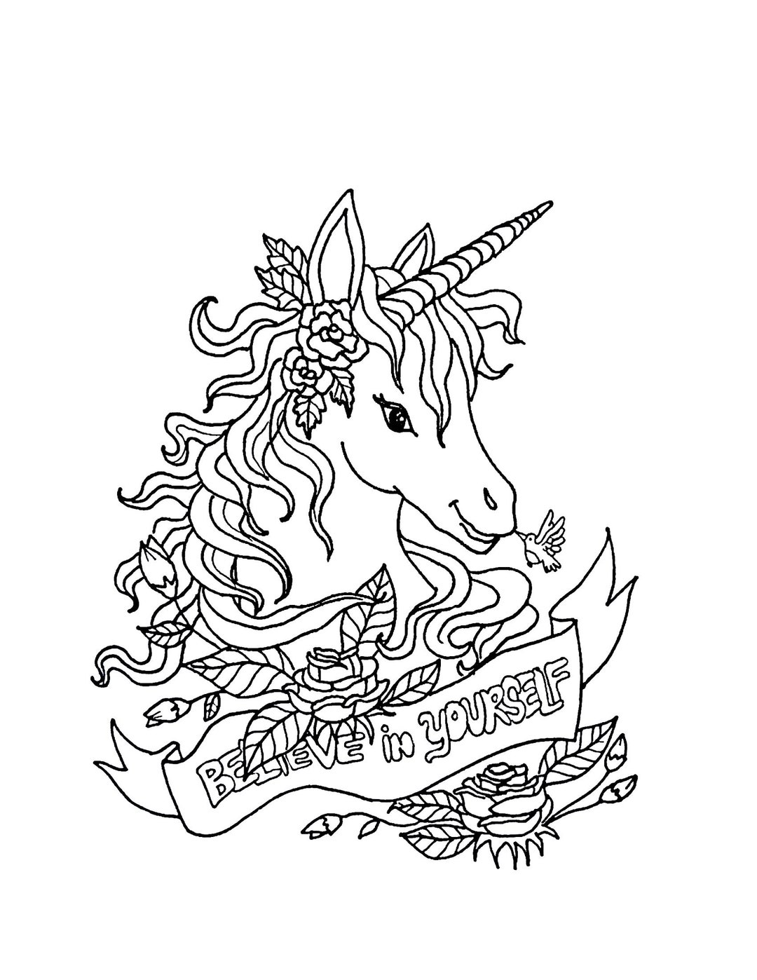 Unicorn Coloring Page, Magical Animal, Animal Art, Instant Download - Etsy