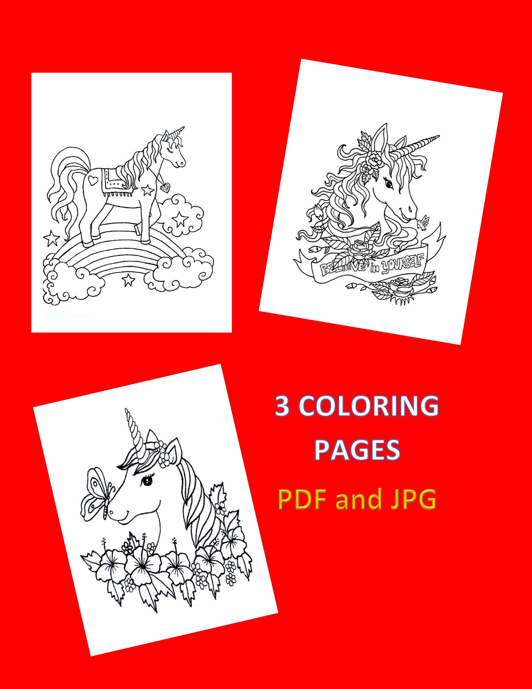 Unicorn Birthday Coloring Sheets for Kids Unicorn Party - Etsy