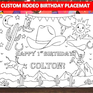 Personalized Rodeo Birthday Coloring Sheet: Custom Party Placemat (Printable)