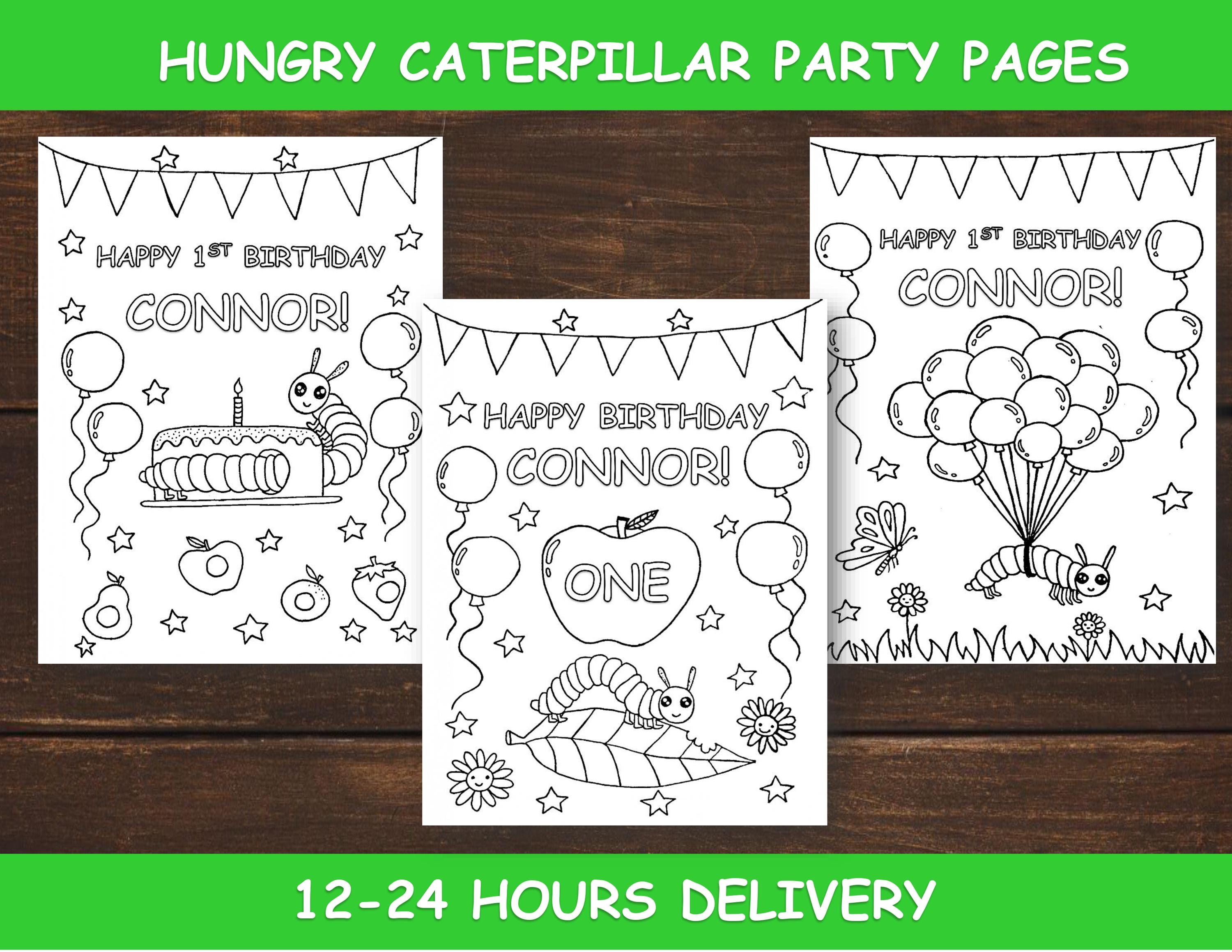 はらぺこあおむしの誕生日ぬり絵：パーソナライズされたパーティーの