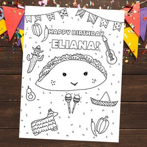 Taco Birthday coloring sheet image 1