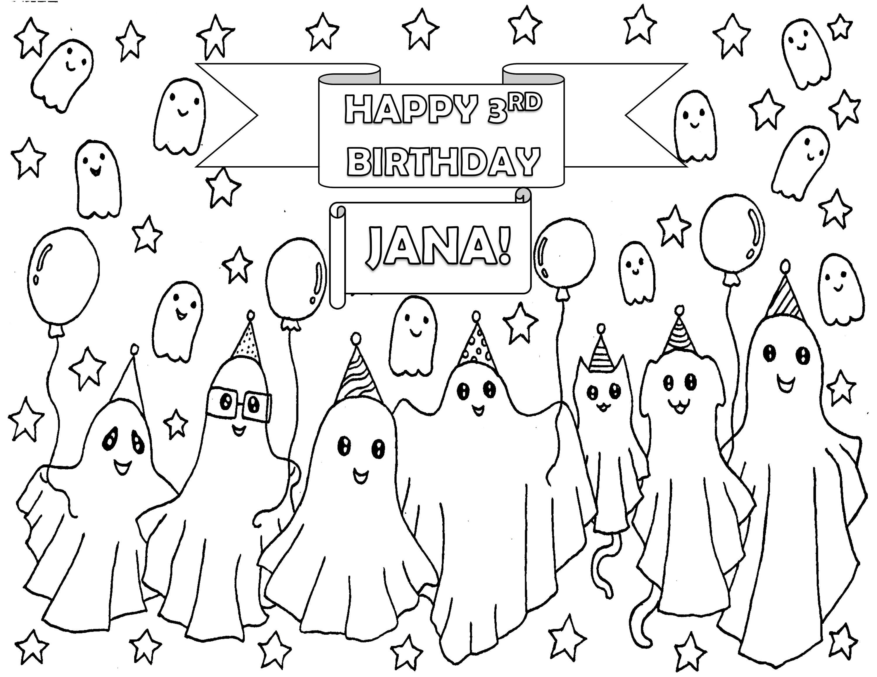 Boo Spooky Birthday Coloring Sheet Personalized Ghost Birthday Colouring Page Boo Day Printable ...