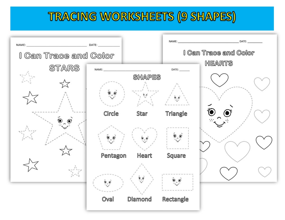Home School Shape Tracing Worksheets for Kids (digital Download) - Etsy