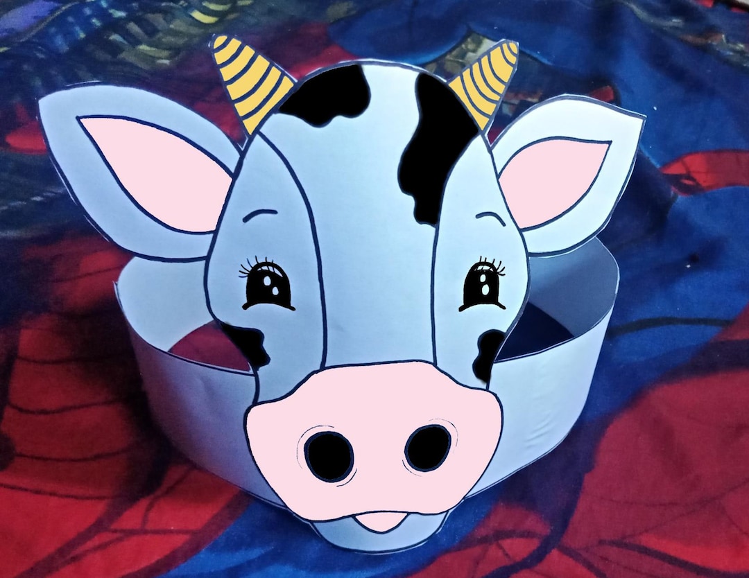 Printable Cow Paper Crown: Hand-drawn Animal Headband (PDF) - Etsy