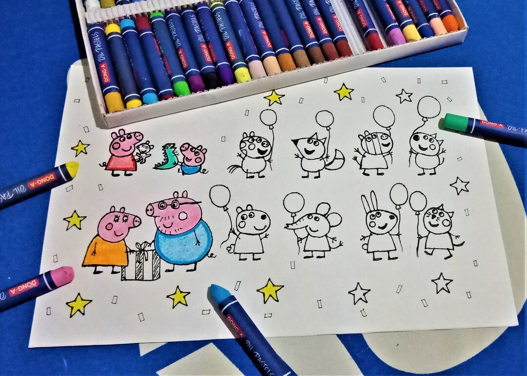 Peppa Pig Birthday Coloring Sheet for Kids Personalized Etsy