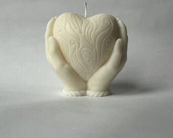 Heart in Hand soy wax candle, excellent as a gift, as a decoration, as a wedding favor, as a centerpiece, as a home decor